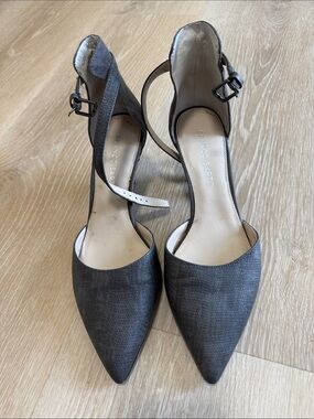 Franco Sarto Charcoal Pointed-Toe Ankle-Strap Pumps